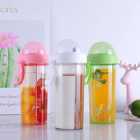 Thumbnail for New Double-Sided Water Bottle with Super Large Capacity Dual Purpose Straw Bottle Adult Children Water Bottle Plastic Water Pot